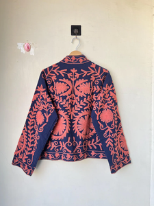 Handmade 100% Cotton Velvet Suzani Kimono Jacket | Autumn Winter Breathable Eco-Friendly Quilted Quick Dry O-Neck <b>Boho</b> Design - Product Image 3