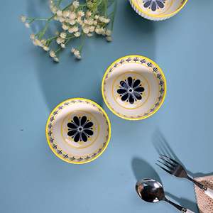 Free Sample Unique Floral Patterned Japandi Style Porcelain Bowls Eco-Friendly <b>Microwave</b> & Oven Safe (<b>Set</b> of 2) - Product Image 2