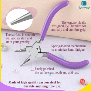 Precision Round Nose Jewelry Pliers Ergonomic Purple Comfort Grip Spring Loaded <b>Wire</b> Bending Tool for DIY Beading & <b>Crafts</b> - Product Image 5