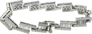 14k White Gold VS Round and Emerald Cut Diamond Fancy Link <b>Bracelet</b> 6.50CT - Product Image 3