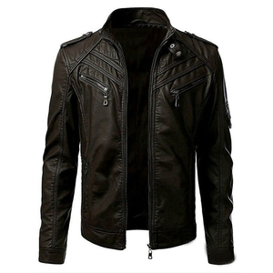 Veste bomber en cuir pour homme, style streetwear, nouvelle mode haut de gamme, prix de gros, hiver, à carreaux, fermeture éclair, coupe-vent - Product Image 4