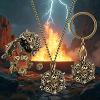 Étui à dés creux en métal, collier et porte-clés, pendentif mini-dés DND avec motifs Dragon, Crâne, Balle, Pieuvre, dés DND multi-styles