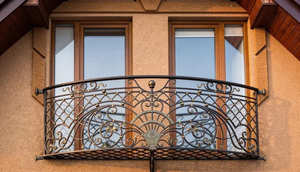 Rampe de balcon murale en fer forgé traditionnel, résistante à la rouille, finition thermolaquée, montage facile pour usage extérieur KHP - Product Image 3