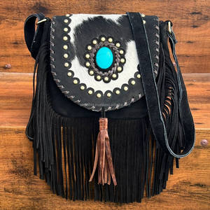 2025 Trendy Cowhide Leather Tassel Hobo Shoulder <b>Bags</b> Featured Purses Bohemian Fringed Handbags Crossbody <b>Bags</b> for <b>Women</b> - Product Image 3