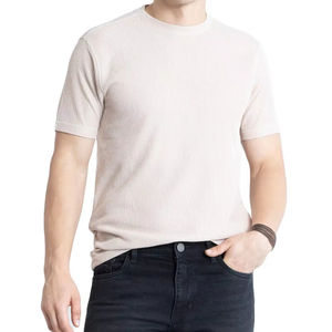 T-shirts en coton gaufré en gros, prix d'usine, services OEM, t-shirt gaufré décontracté - Product Image 1