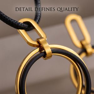 Ensemble Collier et Boucles d'Oreilles Géométriques Noirs Mats Tendance en Acier Inoxydable 316L pour Cadeau de Fiançailles ou de Fête - Vente en Gros - Product Image 4