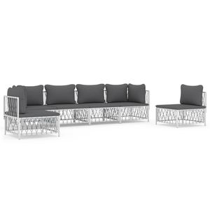 Set Lounge da Giardino in Tessuto Intrecciato Bianco con Struttura in Acciaio Verniciato a Polvere e Materiale Textilene Resistente - Product Image 2