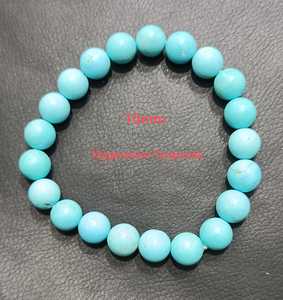 Bracelet de perles turquoise de magnésium de 10MM Bracelet extensible de pierres précieuses bleues naturelles pour hommes et femmes - Product Image 1