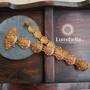 Gold Jada Billalu Casual Alloy with Gold Plating Oxidized Polish Fashion Body Jewelry From India - Product Image 1