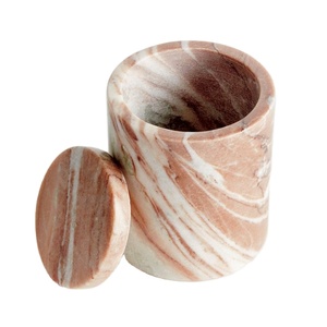 Toronto marble storage <b>jar</b> with lid natural stone <b>decorative</b> container luxury bathroom organizer modern home deco premium marble - Product Image 1