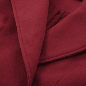 Manteau trench élégant pour femme, double boutonnage, mi-long, bleu marine uni, manches longues, col à revers, coupe-vent, polyester, vêtement d'extérieur pour l'automne - Product Image 2