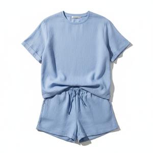 Conjunto de Camisetas de Verano para Hombre, 100% Algodón, Tejido de Rizo, Ecológico, Diseño Sólido, Casual, Estampado - Product Image 1