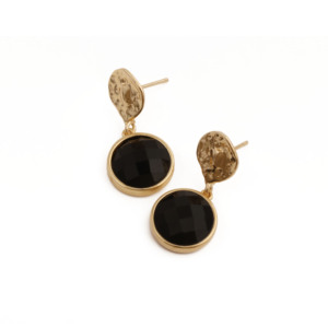 El Joyero Women's <b>Black</b> Onyx Gold Plated Gemstone <b>Dangle</b> Drop <b>Earrings</b> Minimalist Trendy Jewelry for Party Occasions - Product Image 4
