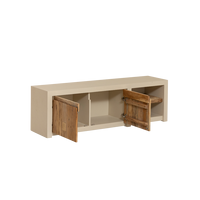 Vandana Mira Stellar TV-Ständer mit 2 Türen und 1 Regal aus Holz in Betonoptik und recyceltem Holz