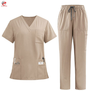 Ensemble d'uniformes d'infirmière d'hôpital confortables à prix de gros, en coton doux, tricoté, de haute qualité, séchage rapide, respirant, unisexe - Product Image 2