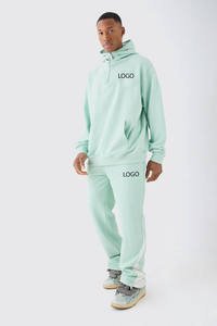 Sweat-shirt à capuche pour homme, couleur orange unie, avec logo personnalisé, cordon de serrage et pantalon de jogging assorti, ensemble de survêtement, OEM ODM, vente en gros - Product Image 4