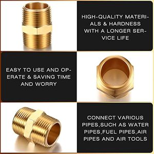 Brass <b>Hex</b> Nipple BSP NPT BSPT Male Thread Flexible High Pressure Pipe Fitting Connector OEM Custom (AOL-010) SAE#130137 - Product Image 5