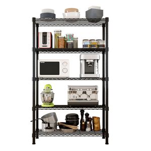 Black 5-Layer Plastic Coated <b>Iron</b> Shelf 180*90*35mm Storage Rack & Shelving Unit - Product Image 2