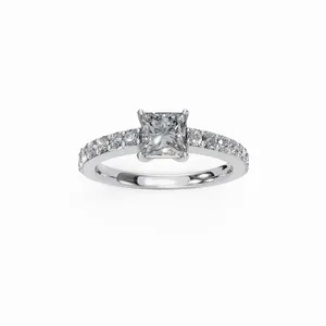 Anillo de Diamantes de Oro Blanco de 18K Cultivados en Laboratorio de Primera Calidad, Corte Princesa y Redondo, con Claridad IGI y VVS, para Mujer - Product Image 1