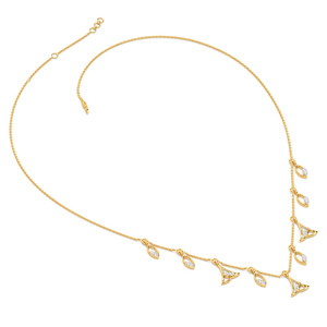 Collier en diamant avec pendentif feuille et éventail, motifs naturels alternés et élégante chaîne en or - Product Image 4