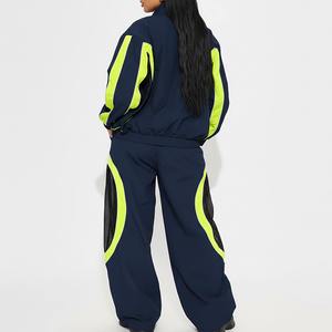 High Quality Nylon Tracksuit Workout Sets Drawstring Top and Leggings Two Piece Set for Women - Product Image 5