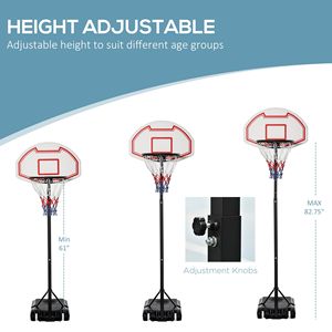 Sistema Canestro da Basket Portatile per Interni/Esterni con Cerchio in Acciaio da 29 Pollici, Altezza Regolabile, Durevole per Uso in Parchi - Product Image 4