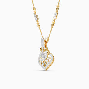 Classic Unisex Vintage Yellow <b>Gold</b> 14K Solid <b>Gold</b> Diamond <b>Necklace</b> Pear Cut Pave Setting Everyday Wear Jewelry - Product Image 4