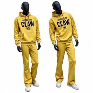 Personalizado de alta calidad de los hombres de invierno de dos piezas holgados pantalones de chándal y Sudadera con capucha conjunto de peso pesado de gran tamaño pulóver con capucha hombres chándales - Product Image 6