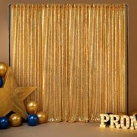 Rideaux de fond scintillants dorés à paillettes, 2 pièces, 2ftx8ft, pour décoration de Noël, de fête et de table à gâteau