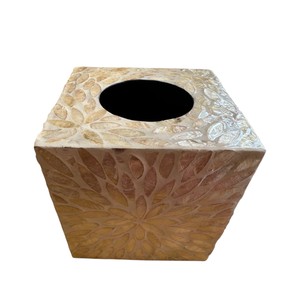 Handmade Wooden Tissue Box with Mother of Pearl Inlay for Home Decor - Product Image 4