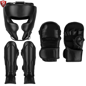 Ensemble d'équipement de protection de boxe SUMBOOS en cuir PU respirant, incluant casque, gants et protège-tibias, équipement d'entraînement, emballage personnalisable - Product Image 1