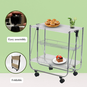 Échantillon gratuit chariot à thé en acrylique électrolytique avec roues - Product Image 5