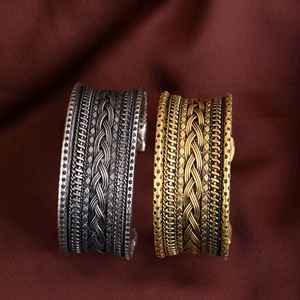 Antique Oxidised <b>Silver</b> Brass <b>Cuff</b> Stack Wedding Party Festive Adjustable Vintage Chunky Bangle Boho Statement Jewelry <b>Bracelet</b> - Product Image 1