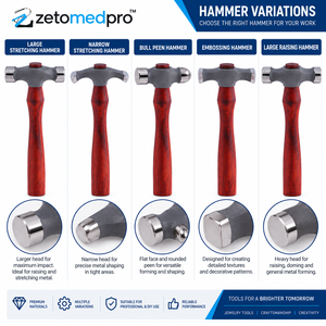 Martillo de estiramiento grande y estrecho para grabado y relieve, 10 pulgadas, marrón plateado, ZetomedPro - Product Image 5