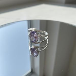 Joyería Minimalista de Plata de Ley 925 con Amatista de Corte Ovalado, Piedra de Nacimiento de Febrero, Engaste en Canal, Hecha a Mano, para Boda y Fiesta, de Terceros - Product Image 2