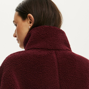 Chaqueta de Forro Polar Sherpa para Mujer al por Mayor, Chaqueta Cálida de Invierno Casual con Cremallera de Cuarto, Abrigo Suave de Felpa, Fabricante OEM Personalizado - Product Image 4