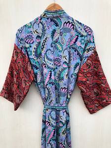 ชุดเดรสวินเทจสไตล์ลำลอง ผ้าไหมแท้ 100% คิโมโน ดีไซน์คอวี แขนยาว ชุดนอนสุดพิเศษ ชุดลำลอง ชุดคลุมบิกินี่ - Product Image 5