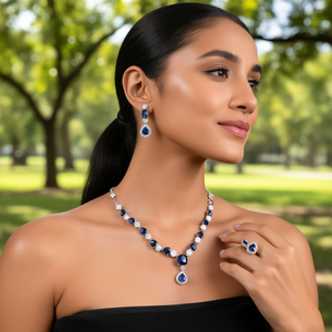 Ensemble de bijoux pour femmes, collier et boucles d'oreilles pendantes en zircone cubique plaqué platine - Product Image 3