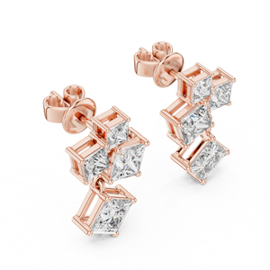 Pendientes de Oro Amarillo de 18K con Circonita Cúbica de Corte Princesa en Racimo, Certificados por IGI, Joyería de Lujo, Regalo para Aniversario o Fiesta - Product Image 2