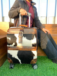 Bolsa de equipaje con ruedas de piel de vaca de alta calidad hecha a mano Real, equipaje personalizado con ruedas - Product Image 3
