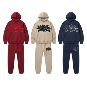 Custom Men's Oversized Drop Shoulder Hoodie Jogger Tracksuit Streetwear Custom Printing <b>Embroidery</b> Private Label Manufacturer - Product Image 6