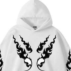 Sudadera con Capucha Extra Grande para Hombre, de Algodón y Felpa, con Estampado Tribal de Llamas y Bolsillo - Product Image 4