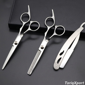 Kit de ciseaux de coiffure professionnels de haute qualité pour la coupe et l'éclaircissement des cheveux, en acier inoxydable, à manche long et tranchant, pour salon de coiffure, noir - Product Image 6
