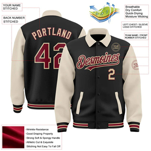 Chaquetas Varsity Unisex de Lana Gruesa para Otoño e Invierno con Cierre de Cremallera Resistente, Diseño Personalizado, Logotipo Frontal, Transpirables y de Secado Rápido - Product Image 2