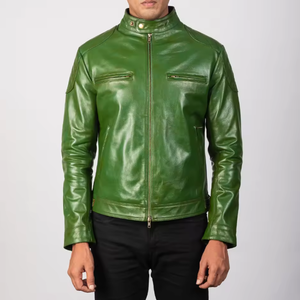 Veste en cuir pour homme, style streetwear d'hiver, col montant, design high-street, fabrication OEM disponible, couleurs vives - Product Image 1