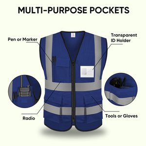 Reflective Safety Vests Unisex High Visibility Quick Dry Multiple Pockets Mesh Fabric ODM Safety Apparel Neon <b>Work</b> Vest - Product Image 2