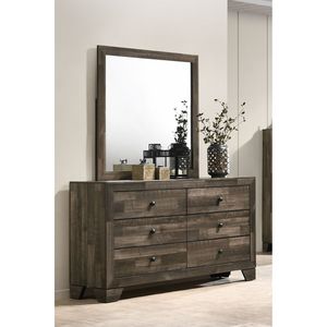 Cassettiera Rustica a Sei Cassetti, 1 Pezzo, Finitura Marrone Grigio, Mobili per Camera da Letto in Legno - Product Image 3