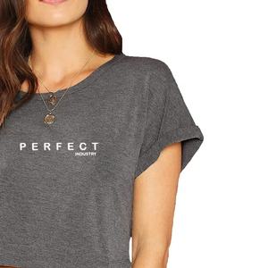 Camisetas Casuales Grises para Mujer 2023, al por Mayor, con Logotipo Personalizado, en Stock, Crop Top, Camisetas de Verano para Mujer - Product Image 2