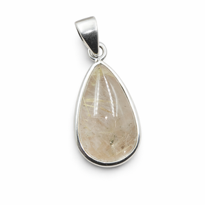 Pendentif en quartz rutilé doré naturel en forme de poire, argent sterling 925 plaqué or jaune, bijou artisanal bohème en cristal de guérison pour elle - Product Image 1