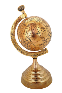 Globo Terráqueo Decorativo de Latón Vintage con Acabado Dorado, Adorno de Escritorio Clásico para Estudio, Oficina, Hogar, Decoración de Viajes - Product Image 6